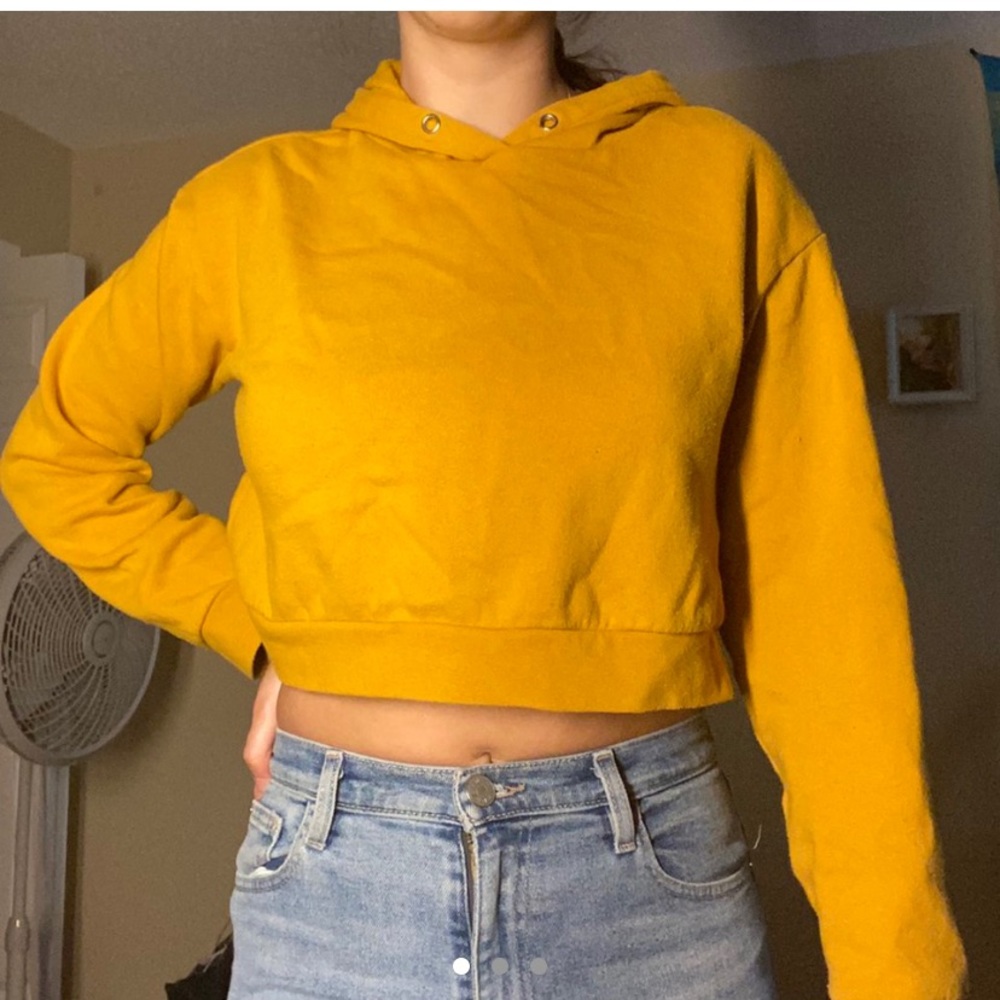 cropped yellow hoodie